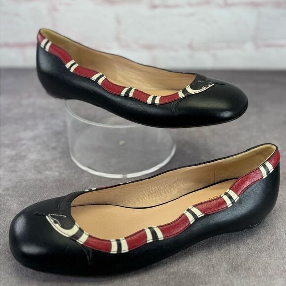Rare Gucci Kingsnake Women’s Ballet Leather Flats 35.5